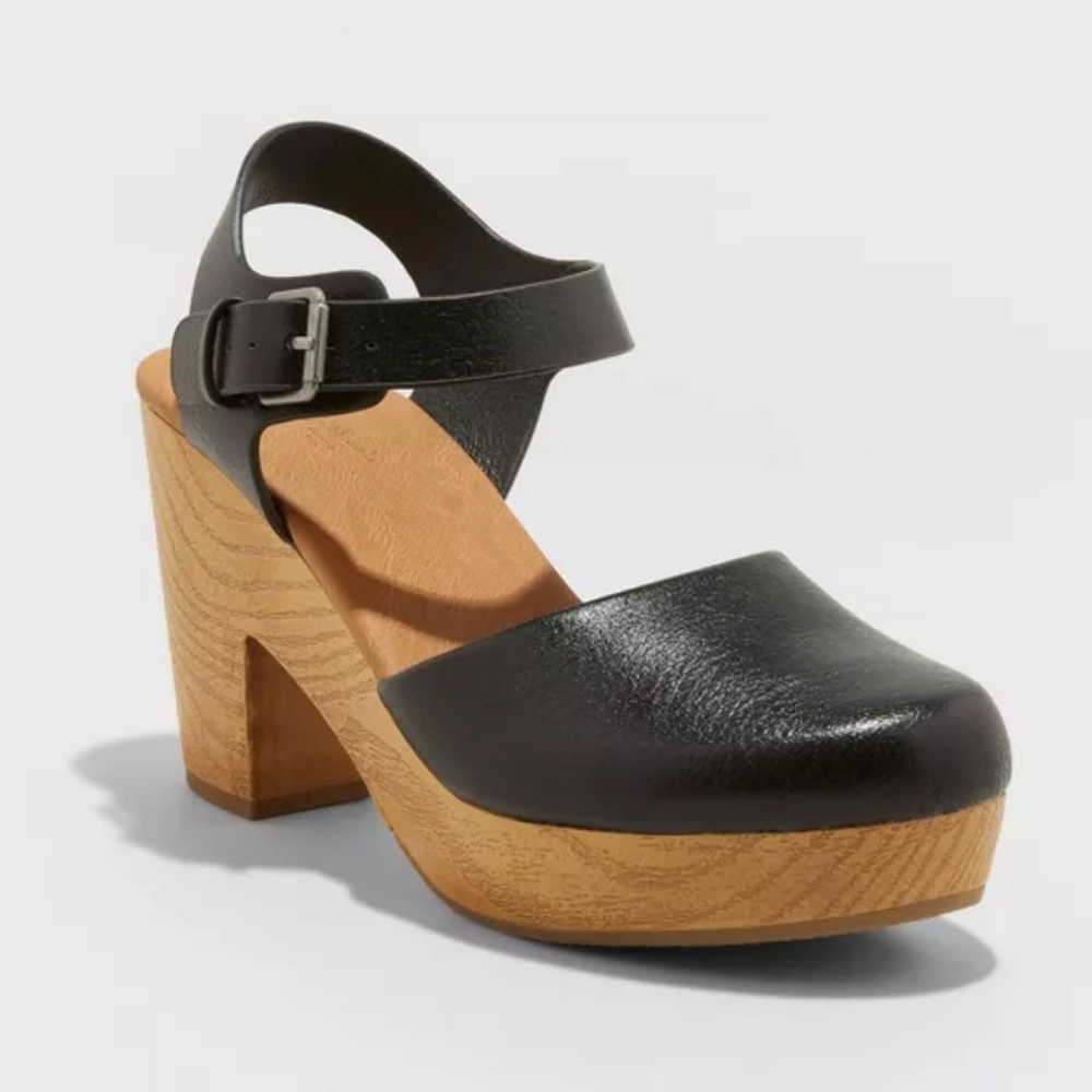 Women's Marcia Heeled Clog Pumps Black Various Sz